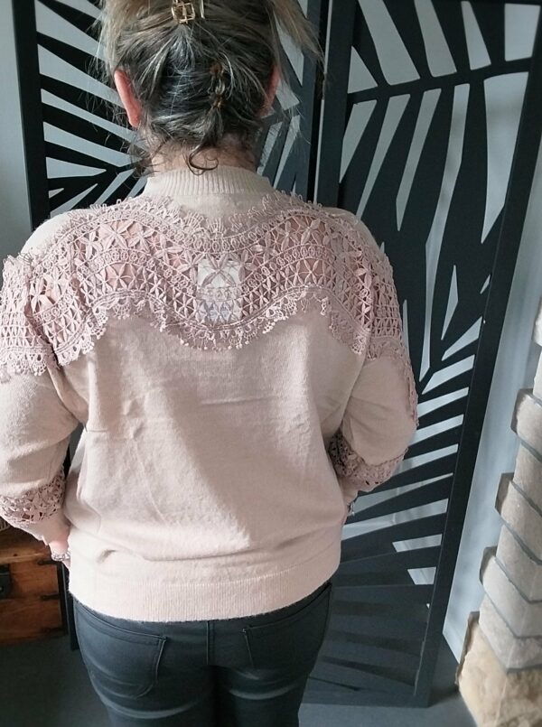 Pull dentelle au décolleté et bras - Image 5
