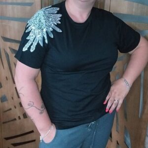 Tee-shirt strass épaule
