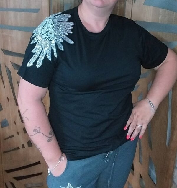 Tee-shirt strass épaule
